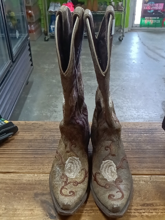 Ariat Shoes - Ariat Brown Leather Boots with White Trim